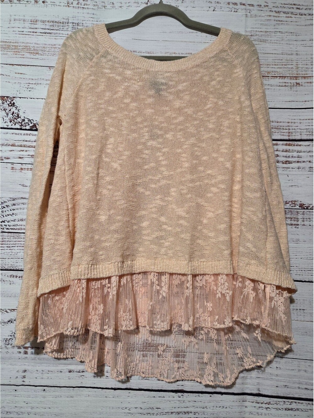 Torrid 00 Peach Knit Sweater with Lace Back Detail Size Large